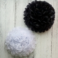 Nuevos productos 2016 blanco y negro papel de seda pompones bricolaje florecen bola