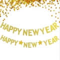 decoraciones de papel feliz año nuevo banner oro