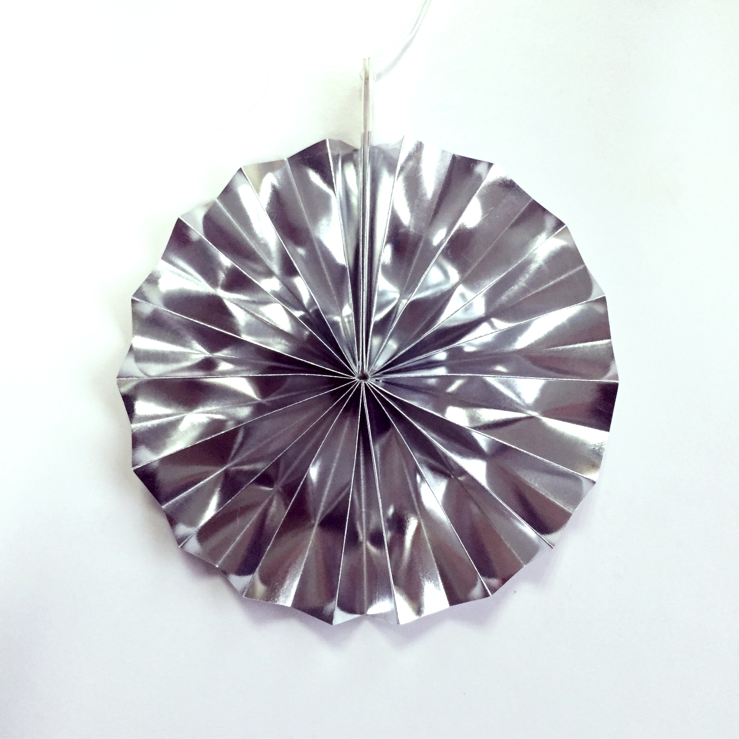 silver folding paper fan
