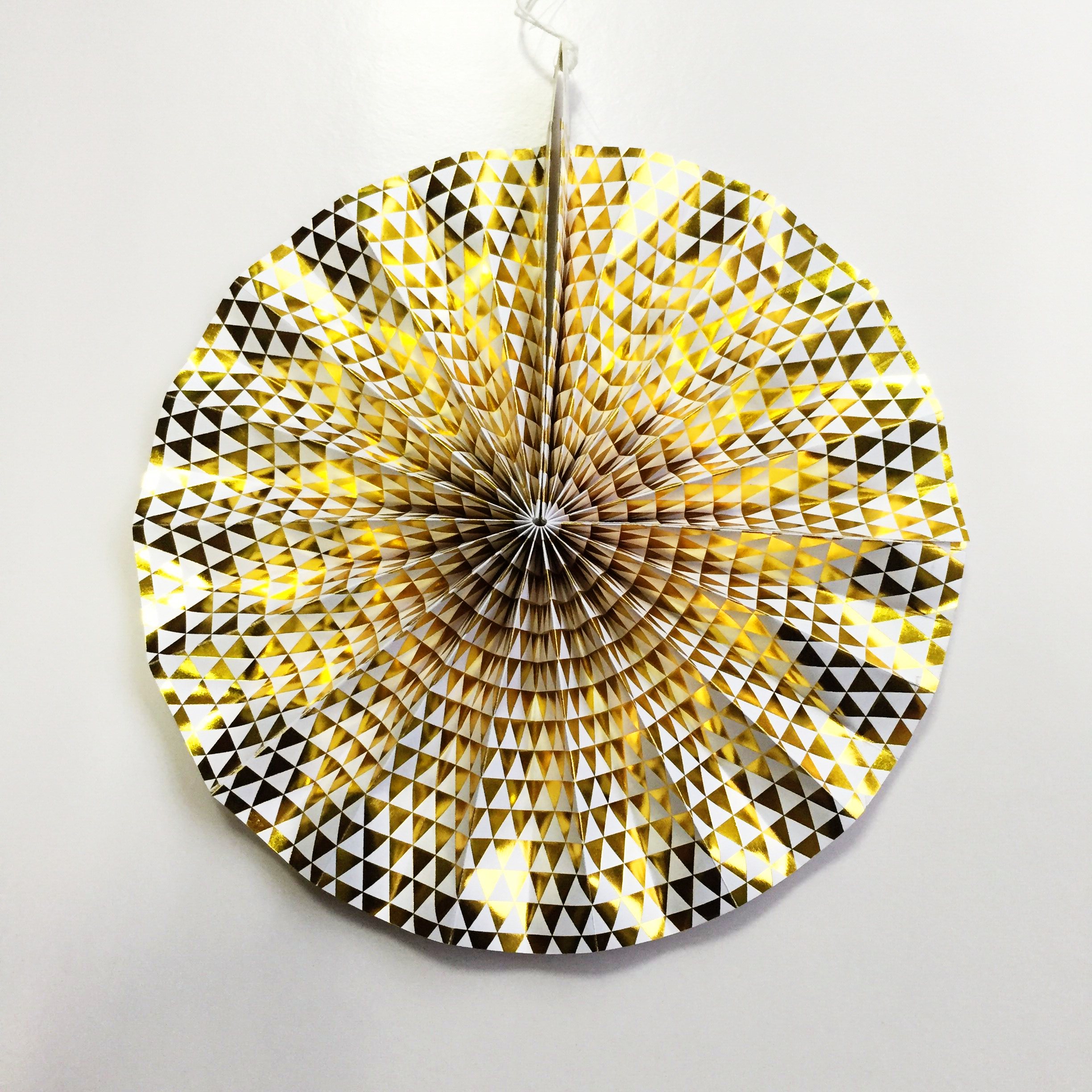 gold folding paper fan