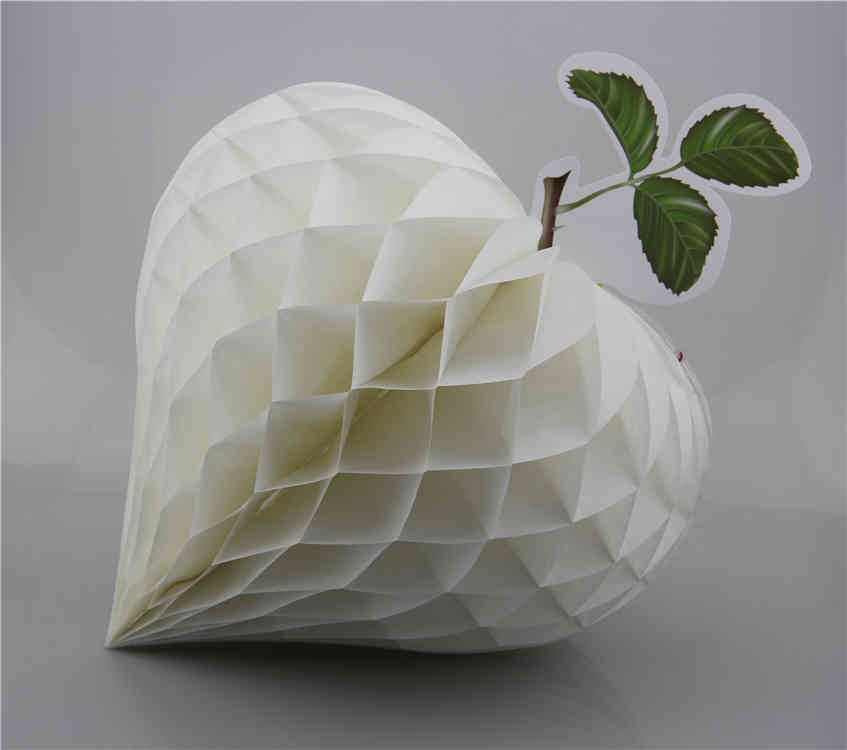 White Strawberry Shaped Tissue Paper Honeycomb Balls 