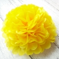 Ranúnculo amarillo papel puff bolas, pompones grandes, decoraciones despedida de soltera