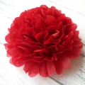 flores de papel de seda rojo cereza DIY fiesta pom artículos de decoración de boda