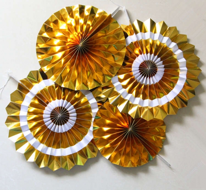 Metallic Gold Foil Craft Chinese Paper Fan