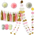 Umiss venta por mayor 20 piezas kit papel decoración conjunto de guirnalda de borla del papel del pom pom de papel para baby shower