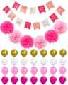 Personalizado rosa oro negro feliz cumpleaños banner con globos y pañuelos de papel de papel higiénico para decoraciones de fiesta
