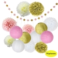 15 piezas / set # 050515 decoraciones de fiesta de cumpleaños conjunto de marfil de oro rosa
