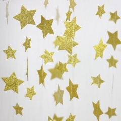 Paper Party Garland Backdrop Star Circle Dots Champagne Gold Glitter