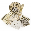 Fiesta de oro vajilla kit de fiesta suministros al por mayor de oro rosa pajitas de papel tazas de papel tazas de papel cucharas conjunto
